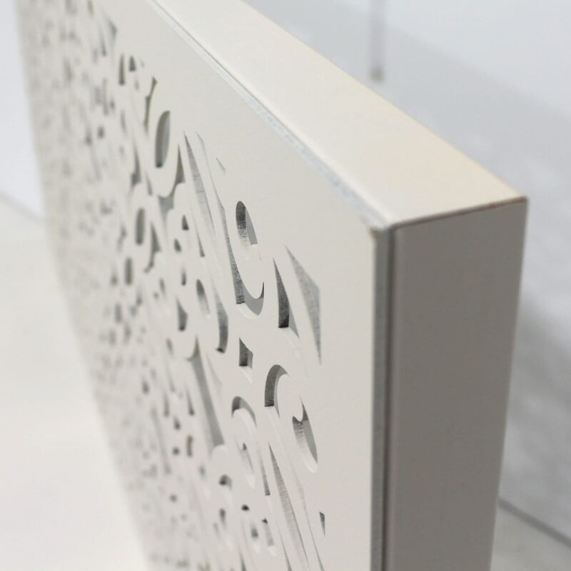Cabecero de cama Blanco Envejecido, 100x70 cm, Modelo Mosaico Surat,  Cabecero de cama en madera Calada