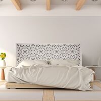 Cabecero de cama Blanco Envejecido, 100x70 cm, Modelo Mosaico Surat, Cabecero de cama en madera Calada, para cama de 90. Fabricado artesanalmente en España . Decorado Pintado a Mano.