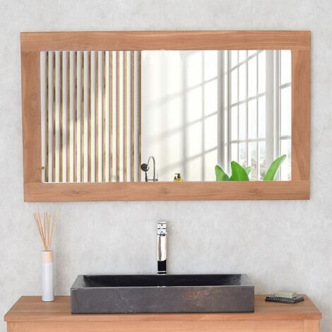 Miroir rectangulaire en teck massif Lazy 120 x 70 cm (1/5)