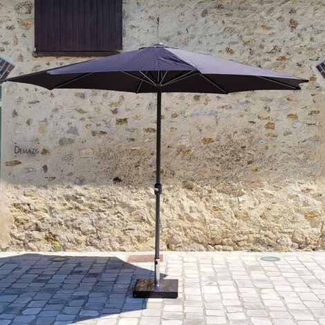 Parasol noir en aluminium 350 cm Kalomo (1/5)