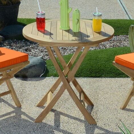 Table pliante ronde en teck massif Opio ø 75 cm