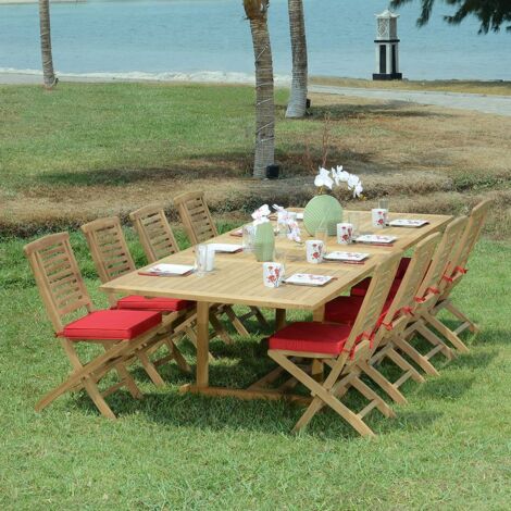 Salon de jardin teck massif Antalya, 8 places (1/5)