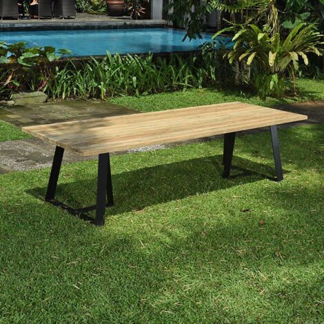 Table métal anthracite et teck recyclé 300 x 110 cm Orsay (1/5)