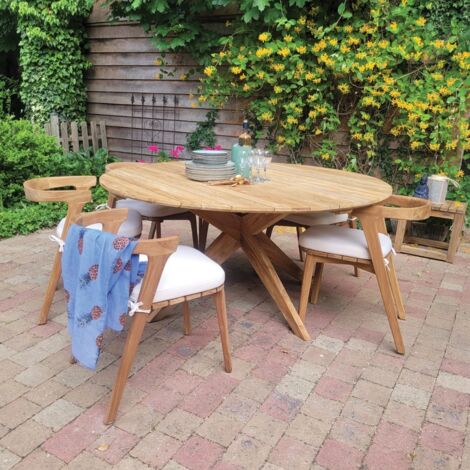 Table ronde en teck recyclé D 165 cm Sakai (1/5)