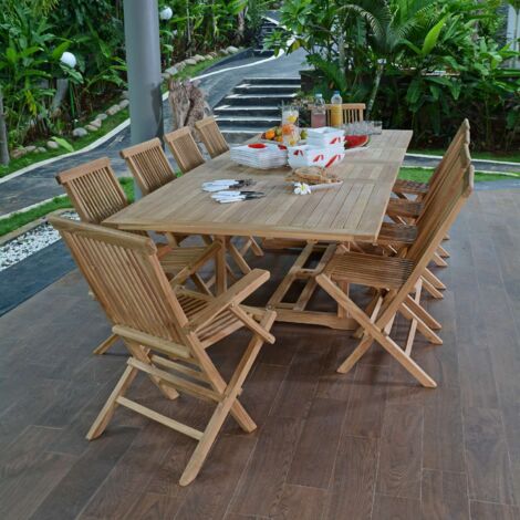 Salon de jardin en teck massif Bueno-Aires, 10 places (1/4)