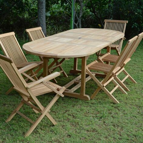 Salon de jardin en teck massif Castiglione, 6 places (1/5)