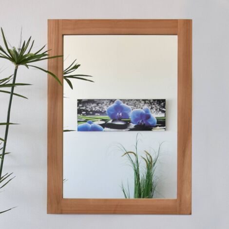 Miroir rectangulaire en teck massif Lazy 90 x 70 cm (1/4)