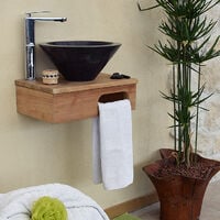 Meuble sous-vasque suspendu en teck pour lave-mains, Lazzeri - Naturel