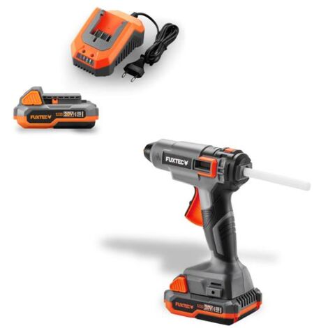 FUXTEC Pistola Colla a Caldo 20V FX-E1GG20-SET con Batteria e Caricatore