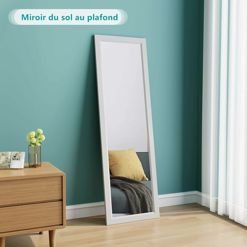 Miroir mural 45 x 119 cm, miroir d'armoire incassable, miroir d