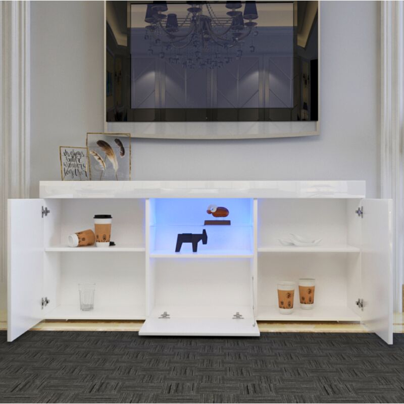 Dripex Meuble TV LED Meuble Surface brillante banc TV Moderne avec