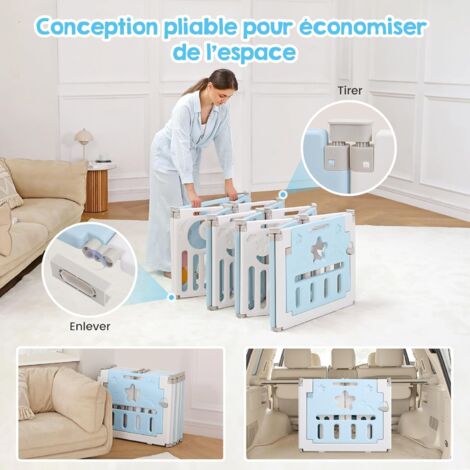 Parc Bebe Plastique Pilable 12 2 Panneaux Pour La Securite D Enfants Barriere Maison Interieur