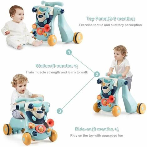 Poussette Multifonctionnelle 3 En 1 Pour Bebe Avec Jouet Pour Enfants En Bas Age Bleu