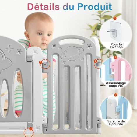 Parc Bebe En Plastique Ecologiques Grille De Protection En Plastique Avec Porte Barriere De Securite Portail Parc Xxl Adapte Aux Enfants De 0 A 6 Ans 2 Panneaux Dripex Parc Bebe La Chambre