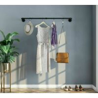 Lot De 2 Porte-Vêtements Muraux Industriels Homeyeeng - Cintre Métal Robuste Blanc Avec Crochet