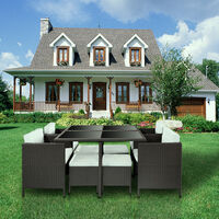 9PCS Set Rattan Chair Garden Furniture - Black - Black