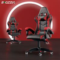Ergonomic Leather Computer Gaming Seat | Adjustable Office Chair - Black and Red - Black and Red