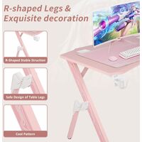 Gaming Table For Girl With Mouse Mat - Gaming Table + Pink Gaming Chair