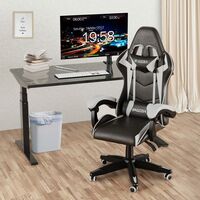 Ergonomic Leather Computer Gaming Seat | Adjustable Office Chair - Black and White