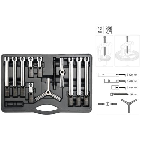 YATO 2/3 Arm Universal Innen Abzieher Lagerabzieher Kugellager 12tlg  Ausbeulsatz 100-250mm