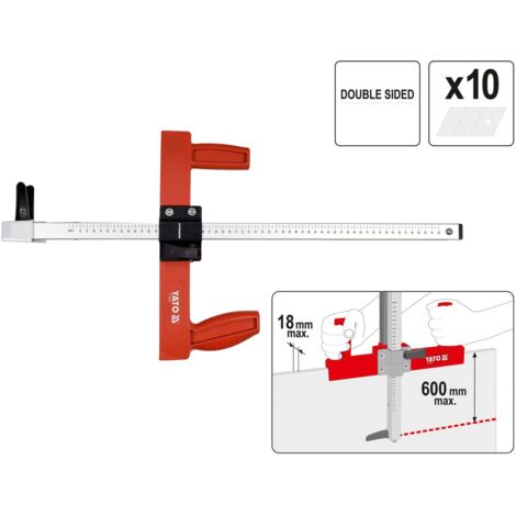 YATO Profi Gipskarton Schneider Plattenschneider, Schnittbreite bis max. 60cm, regulierbar, Doppelgriff, incl. 10 Ersatzklingen, Trockenbau Streifen Schneider