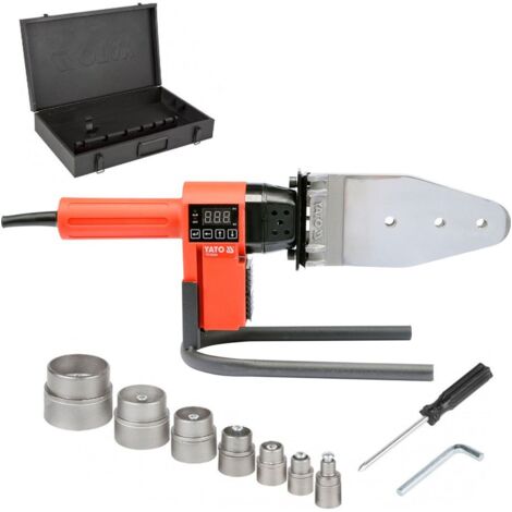 Kunststoff Muffen Schweißgerät 850 Watt Stumpfschweißgerät Muffenschweißgerät 0-300 ˚C Ø 16–63 mm Digitale Temperatur Anzeige Komplett Set