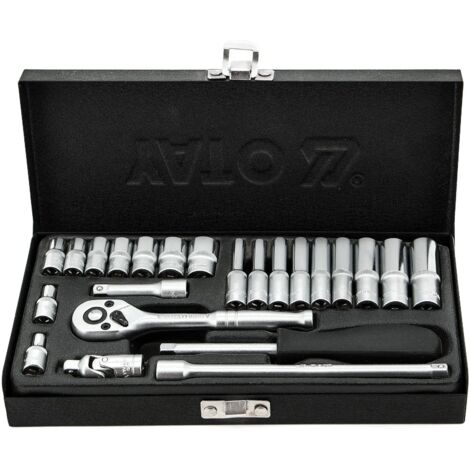 YT-14421 Knarrenkasten Werkzeugset 23-teilig – Ratsche 1/4" mit AS-DRIVE, Steckschlüssel aus CrV Stahl für Heimwerker, Auto- und Maschinenwerkstatt (1/5)