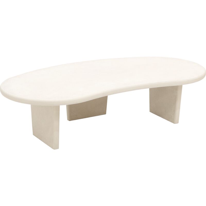 DECOWOOD mesa de centro de microcemento con tres patas tono Blanco roto 120cm