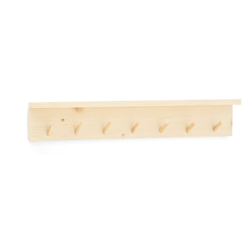 Decowood Colgador Madera natural con 7 ganchos y repisa ideal para abrigos prendas ropa modelo kate