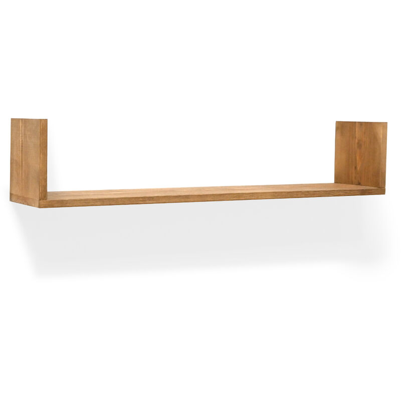 Estantería de madera maciza flotante acabado roble medio 180cm