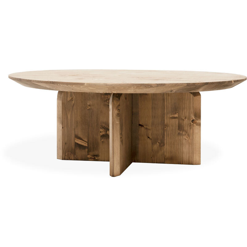 Mesa de centro redonda de madera maciza acabado roble oscuro de varias  medidas