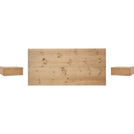 Pack cabecero y mesitas de madera maciza en tono natural de varias medidas