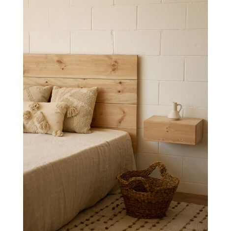 Cabecero estilo industrial cama de 150 madera forja mimbre