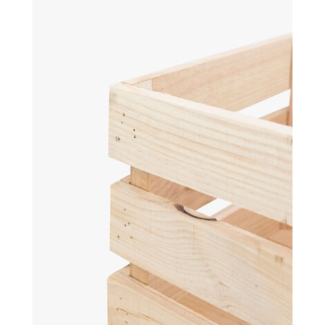 Pack de 3 cajas de madera maciza en tono natural de 49x30,5x25,5cm