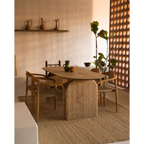 Mesa de comedor rectangular transparente con metal negro y madera – DERBE  MUEBLES
