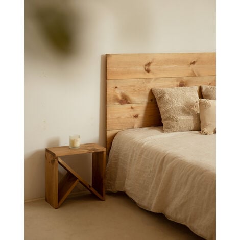 Cabecero cama 150 diseño étnico vintage madera y ratán color natural (3)