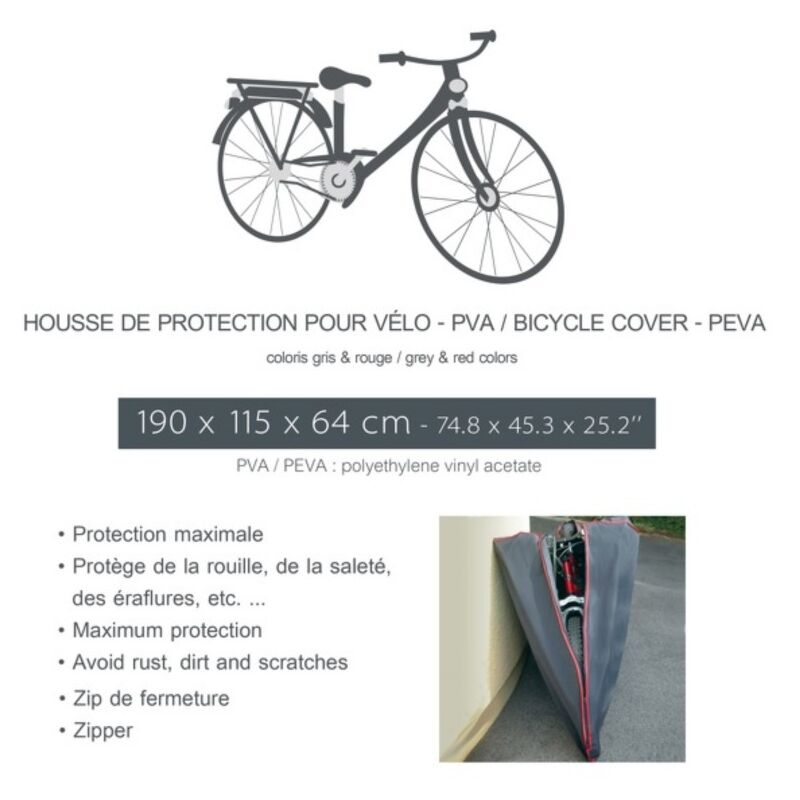 Rayen 6332.50 Housse pour Vélo Peva Gris 190 x 115 x 64 cm : :  Sports et Loisirs