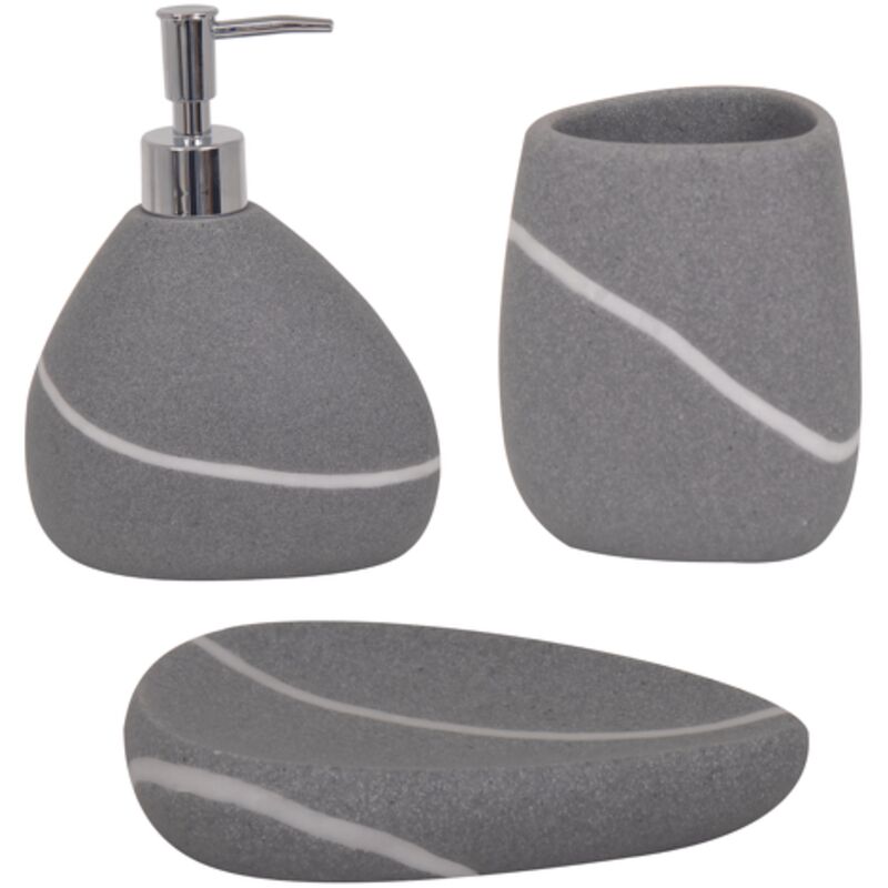 Lot 4 Accessoires Salle De Bain Bambou Relaxdays - Distributeur Savon, Gobelet, Porte-Brosses, Bol