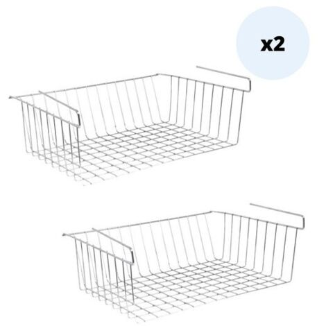 2 Paniers Rangement Suspendus Noir - Acier, 35x23x14cm | Cuisine Ou Salle De Bain
