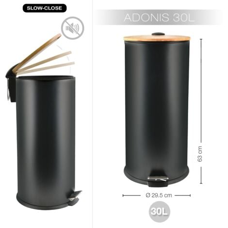 Poubelle Adonis noir matt 30L Spirella