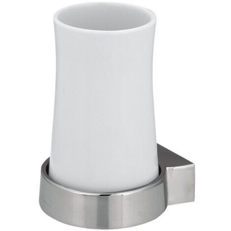 Porte gobelet à fixer Porcelaine & Acier SYDNEY Blanc Spirella (1/2)