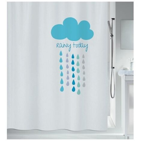 Rideau de douche Polyester CLOUD 180x200cm Bleu & Blanc Spirella