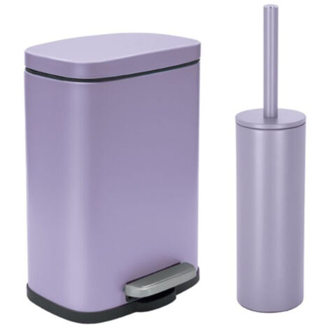 Set Poubelle à pédale 5L & Brosse Wc AKIRA Lavande mat Spirella (1/5)