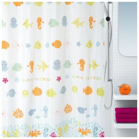 Rideau de douche Polyester HAPPY FISH 180x200cm Multicolor Spirella