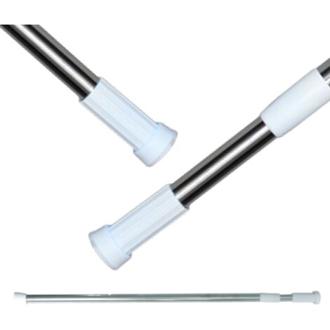 MSV – Barre pour rideau de douche extensible 110-200 cm – Inox – Montage sans perçage – Diamètre 2,2 cm pour rigidité optimale