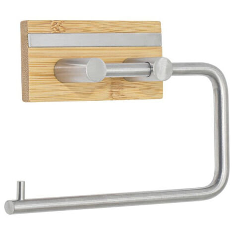 Porte rouleau papier wc adhésif FLAVIO Acier & Bambou MSV (1/5)