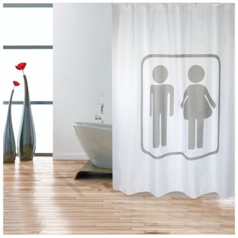 Rideau de douche Polyester H/F 180x200cm QUALITà PRMEIUM Gris & Blanc (1/5)