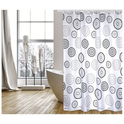 MSV Rideau de douche Polyester DOTS 180x200cm QUALITE PREMIUM Gris (1/2)