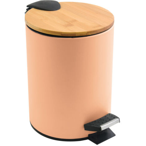 Poubelle Bambou 3L Marron MSV - Poubelle Salle De Bain à Pédale Ou Bascule