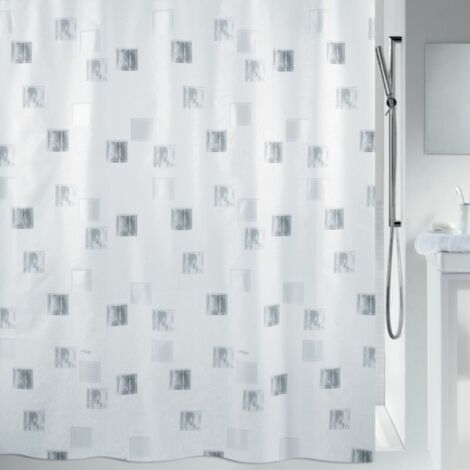 Rideau de douche Polyester MILANO 180x200cm Blanc & Argent effet perlé Spirella (1/5)